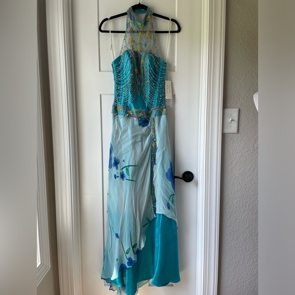 Vintage Y2K Silk Beaded Maxi Dress – Ibiza-Ready Glamour, Oceanic Elegance - Picture 4 of 14